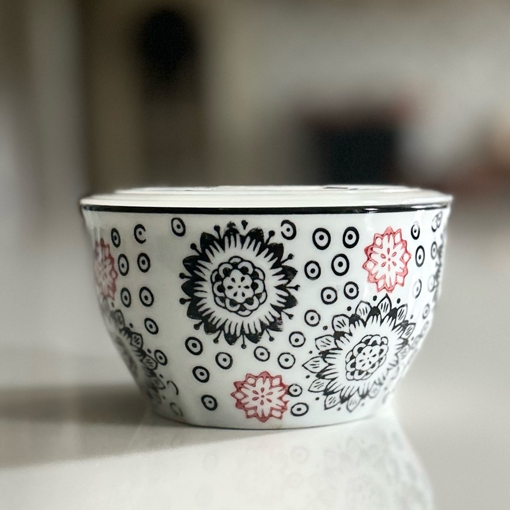 Vintage Japanese "KAFUH" Hand Painted Ceramic Soup Bowl with a Steamer Lid
